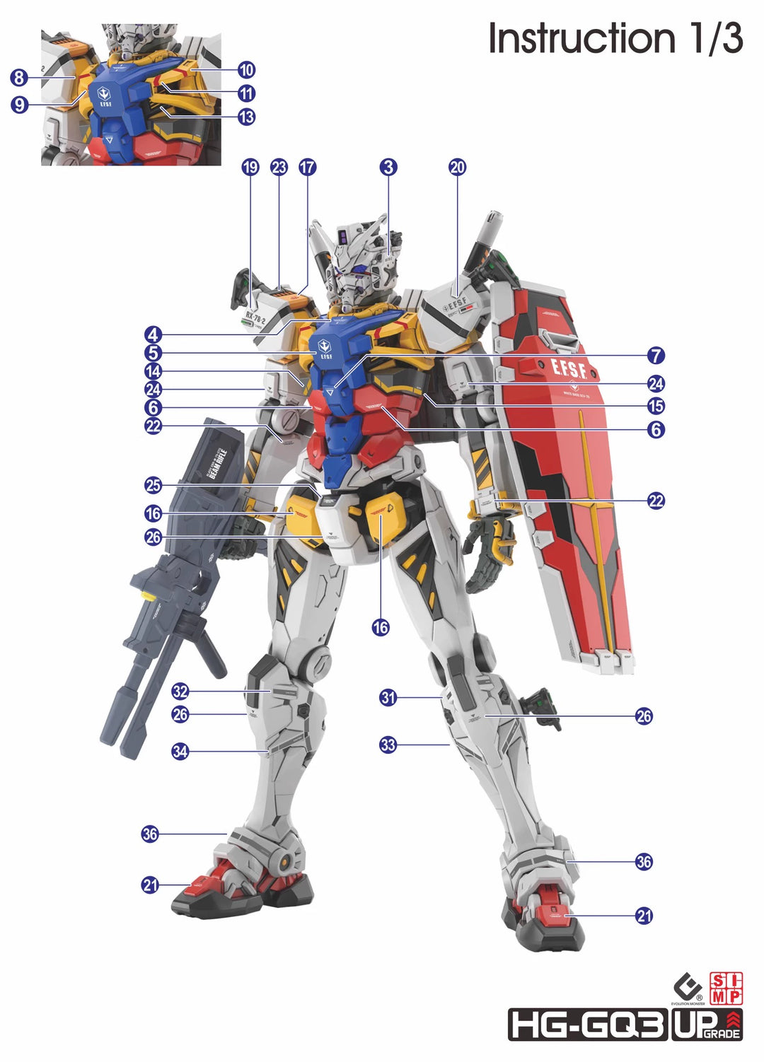 EVO Decal - HG 1/144 GQuuuuuuX White Gundam And Red Gundam 2 In 1 - Fluorescent