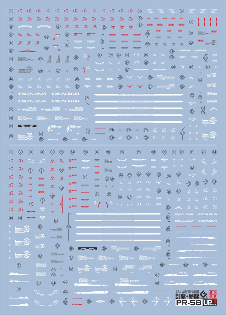 EVO Decal - RG 1/144 Sword Impulse + Destiny Impulse Gundam 2 in 1 - Fluorescent