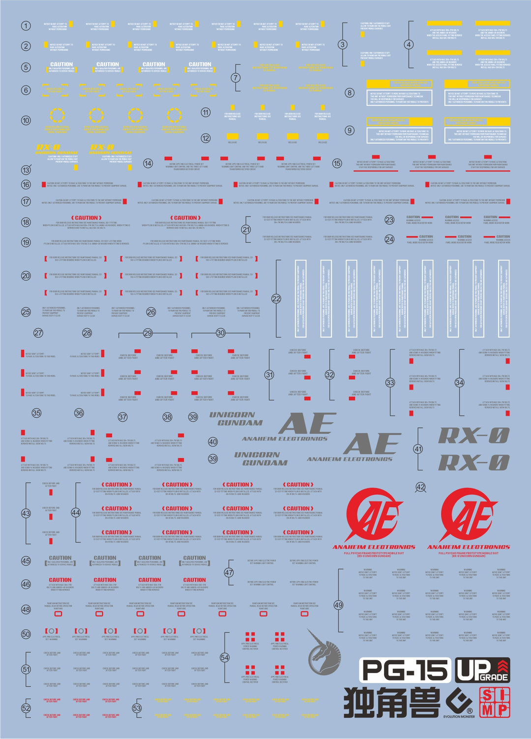 EVO Decal - PG 1/60 RX-0 Unicorn - Fluorescent