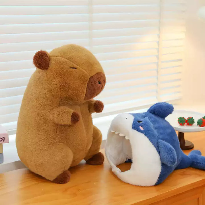 Cuddly Capybara Shark Hat Plush - 35CM