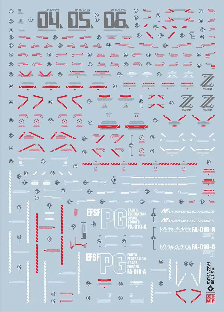 EVO Decal - MG 1/100 Gundam FAZZ FA-010-A - Fluorescent