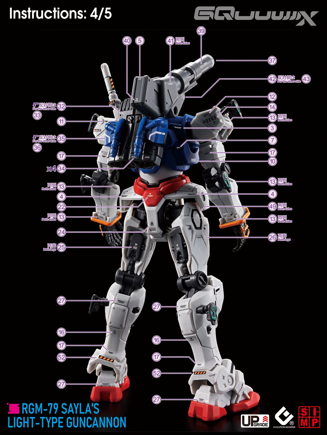 EVO Decal - HG 1/144 GQuuuuuuX Light-type Guncannon & Sayla‘s Light-type Guncannon 2 in 1 - Fluorescent
