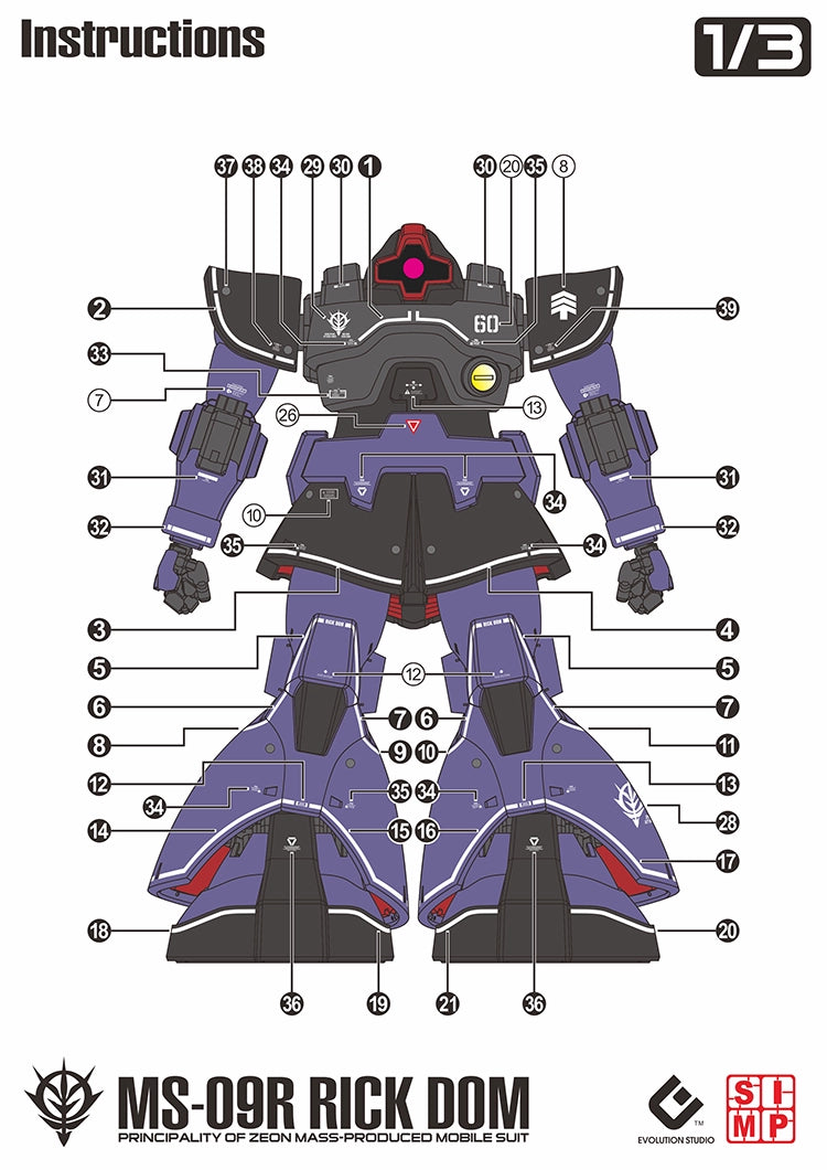 EVO Decal - MG 1/100 Gundam Dom - Fluorescent