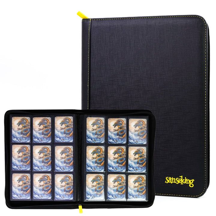 Sanseking - Black Grid 9 Pocket PU Binder with Waffle Pages