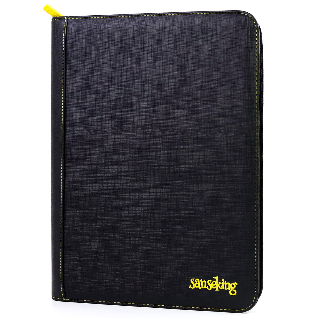 Sanseking - Black Grid 9 Pocket PU Binder with Waffle Pages