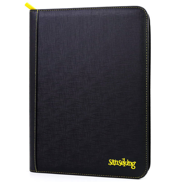 Sanseking - Black Grid 9 Pocket PU Binder with Waffle Pages