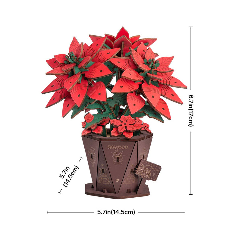 Rowood Poinsettia DIY Flower Bouquet 3D Wooden Puzzle TF001