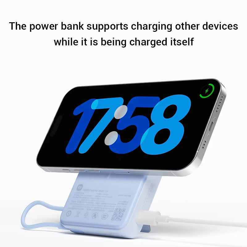 Xiaomi Magnetic Power Bank 10000 7.5w Integrated Cable with Built-in Stand 3C Certified