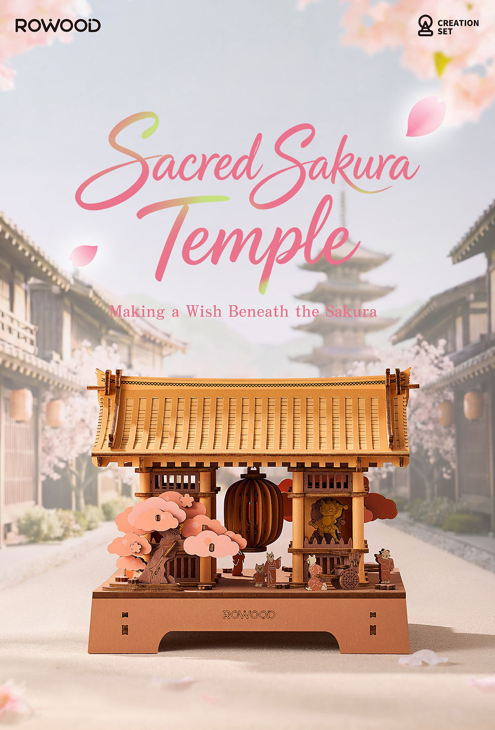 Rolife Sacred Sakura Temple DIY Wooden 3D Puzzle TGA08 official image 2
