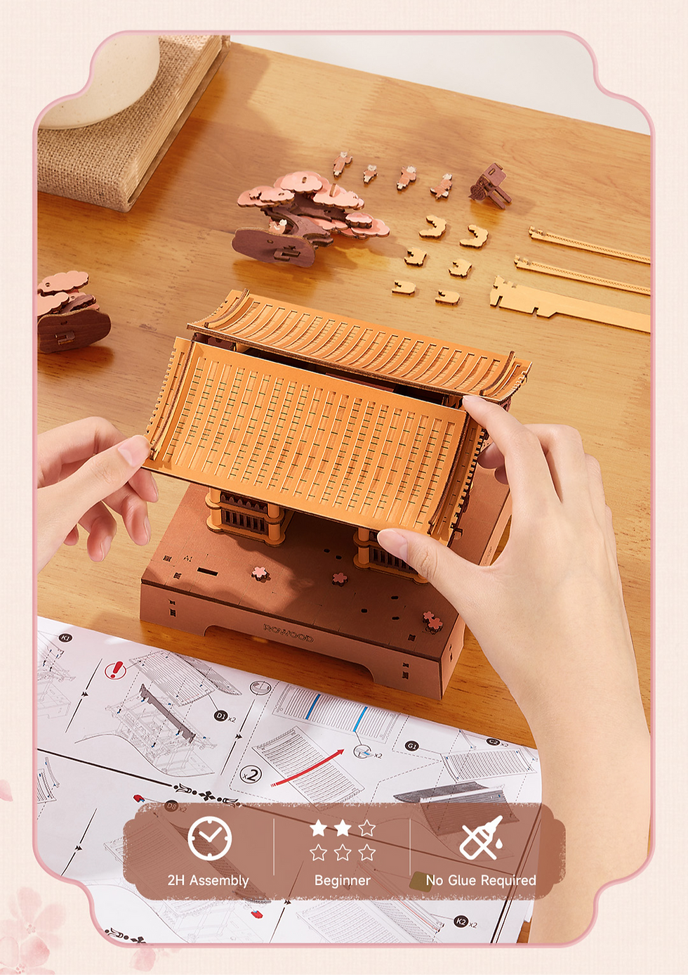Rolife Sacred Sakura Temple DIY Wooden 3D Puzzle TGA08 official image 7