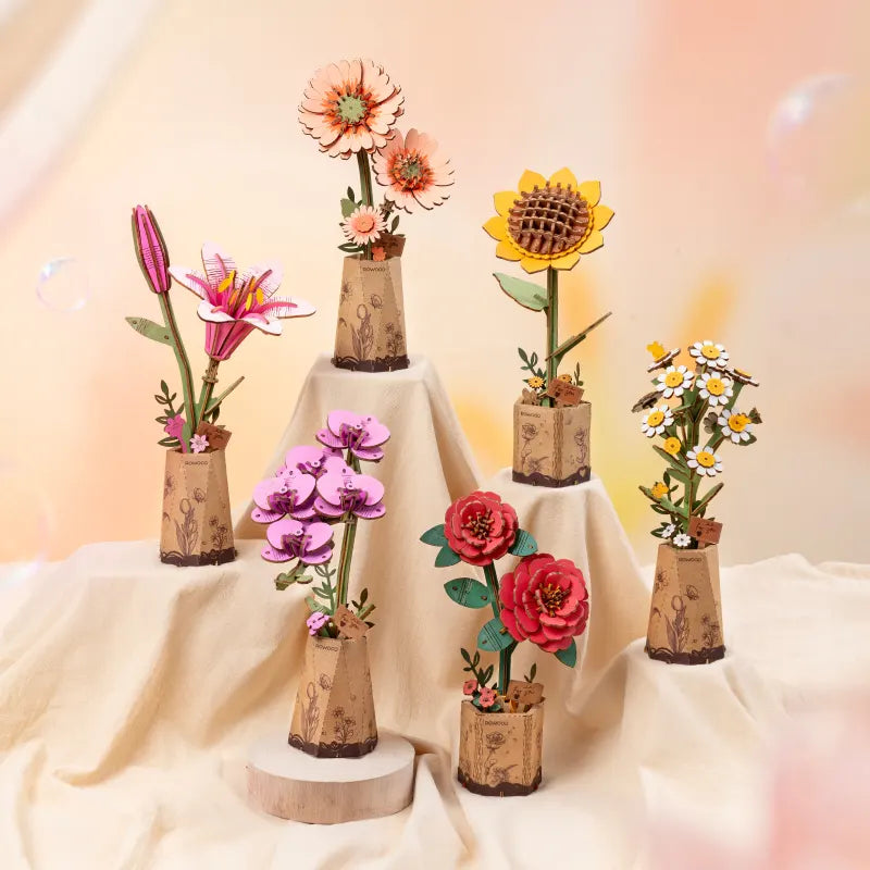 Rolife Rowood DIY Wooden Flower Bouquet 3D Wooden Puzzle TW101
