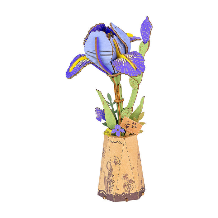 Rolife Rowood Purple Iris DIY Wooden Flower 3D Puzzle TW121