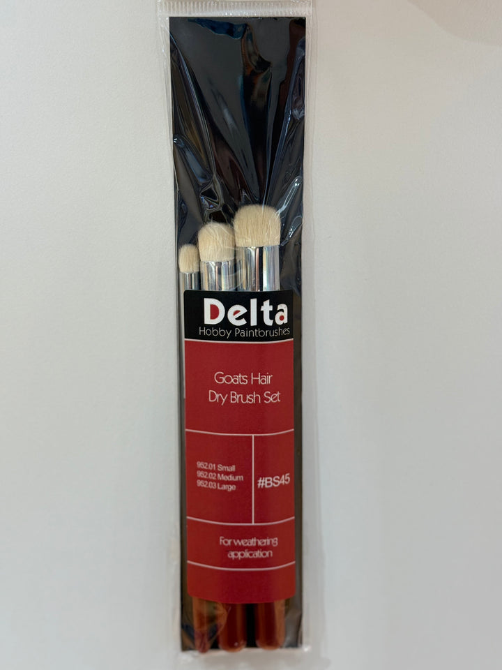 Delta Hobby Paint Brushes - Goats Hair Dry Brush Set BS45