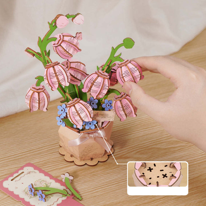 Rowood Pink Lily of the Valley DIY Flower Bouquet Wooden 3D Puzzle TF003 [PRE-ORDER]