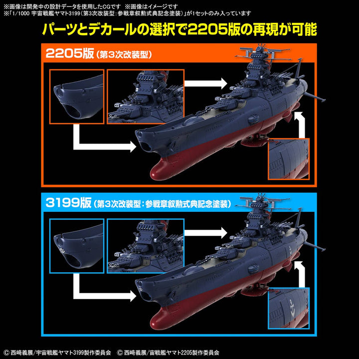 Bandai - 1/1000 Space Battleship Yamato 3199 (3rd Refurbished Version: Commemorative Paint for Participation Medal Ceremony)