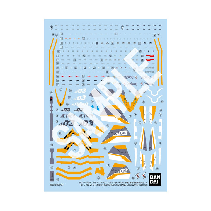 BANDAI Decal Macross - 1/100 HG VF-31E Siegfried (Chuck Mustang Use) Water Decals