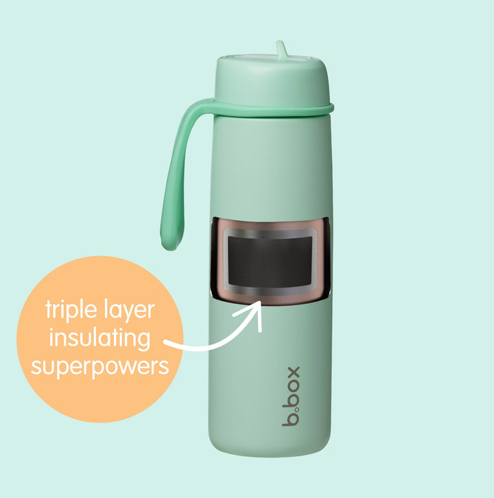 Flip top bottle triple-layer insulation cutaway illustration