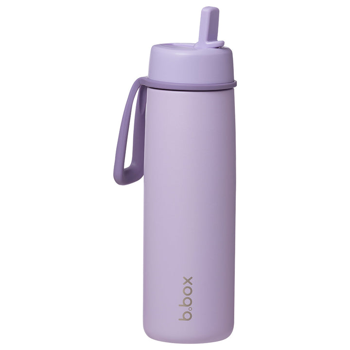 B.Box Lilac Love 690ml insulated flip top bottle with spout open