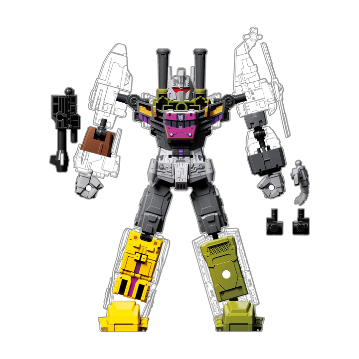 Bruticus Combining Accessory included parts with compatible vehicles shown as wireframe outlines
