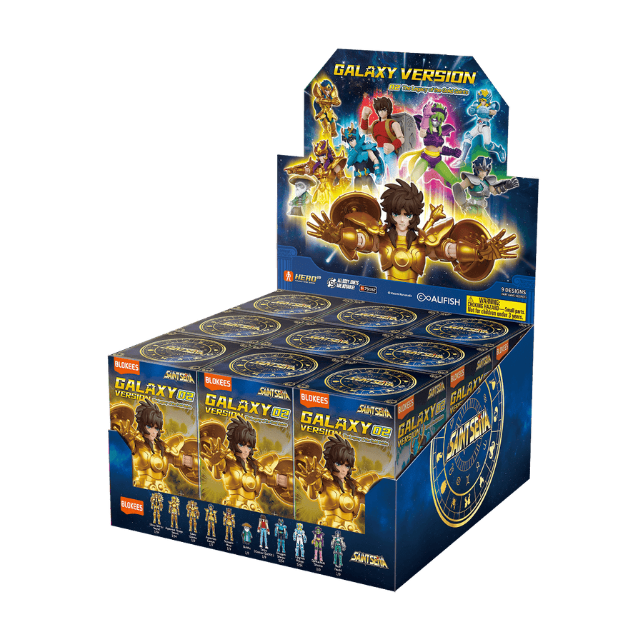 Blokees Saint Seiya Galaxy Version 02 - The Legacy Of The Gold Saints Blind Box — Whole Set 9pcs display box