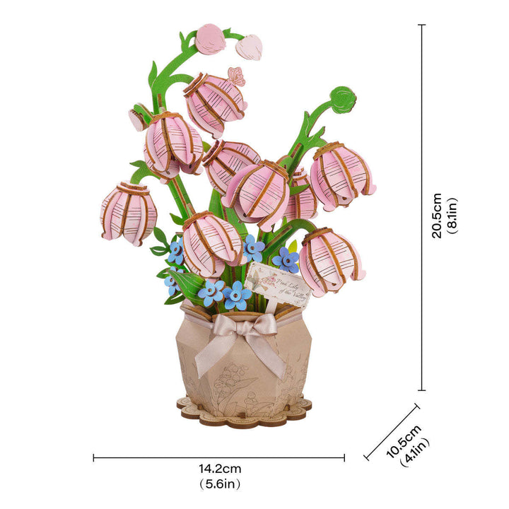 Rowood Pink Lily of the Valley DIY Flower Bouquet Wooden 3D Puzzle TF003 [PRE-ORDER]
