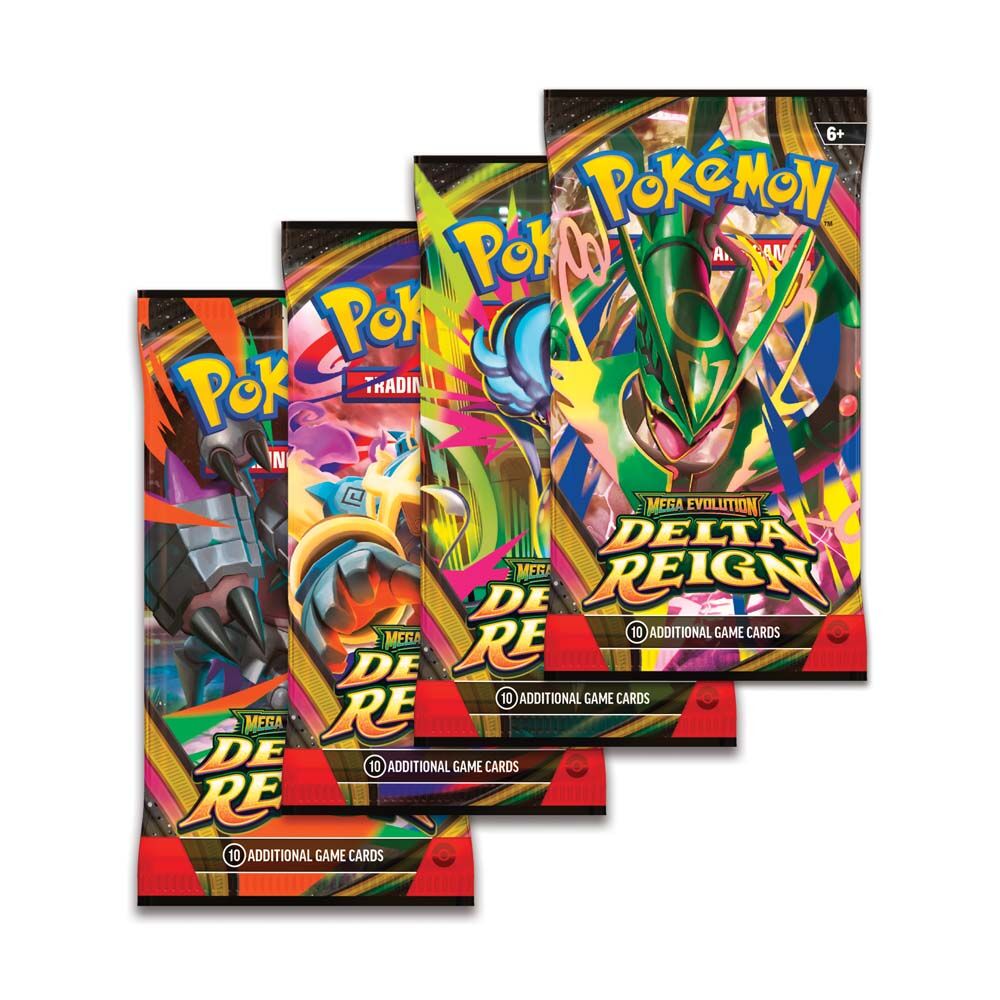Pokemon TCG Mega Evolution Delta Reign four booster pack artworks