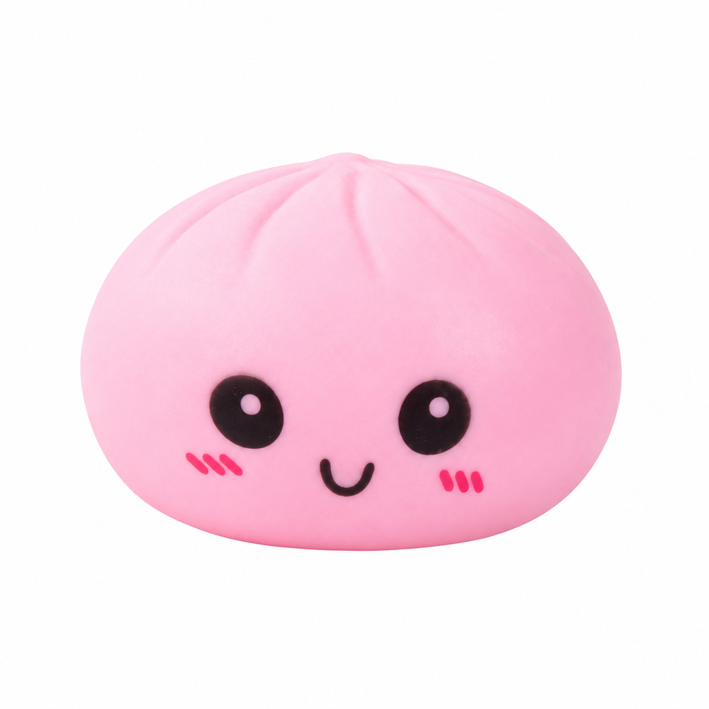Squishy Steamed Dumpling Bun 85 x 55mm, pink example; one random colour supplied