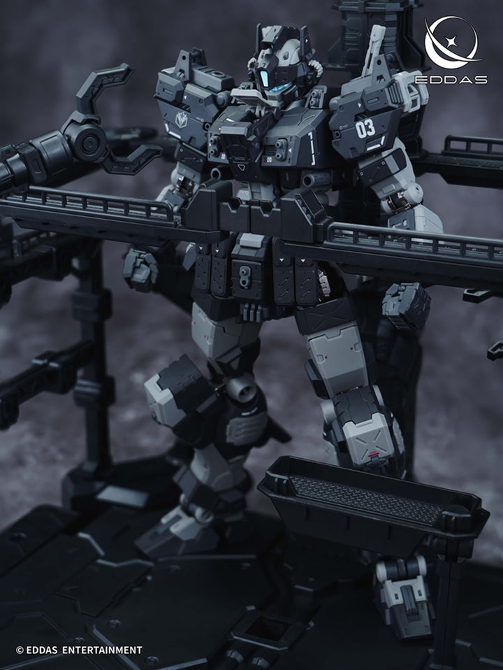 EDDAS 1/100 NGMPM02 Nomes Heavy Firepower model secured in the maintenance hangar, close view