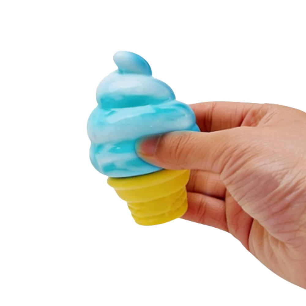 Epic Squish Swirly Cone single blue cone being squeezed by hand