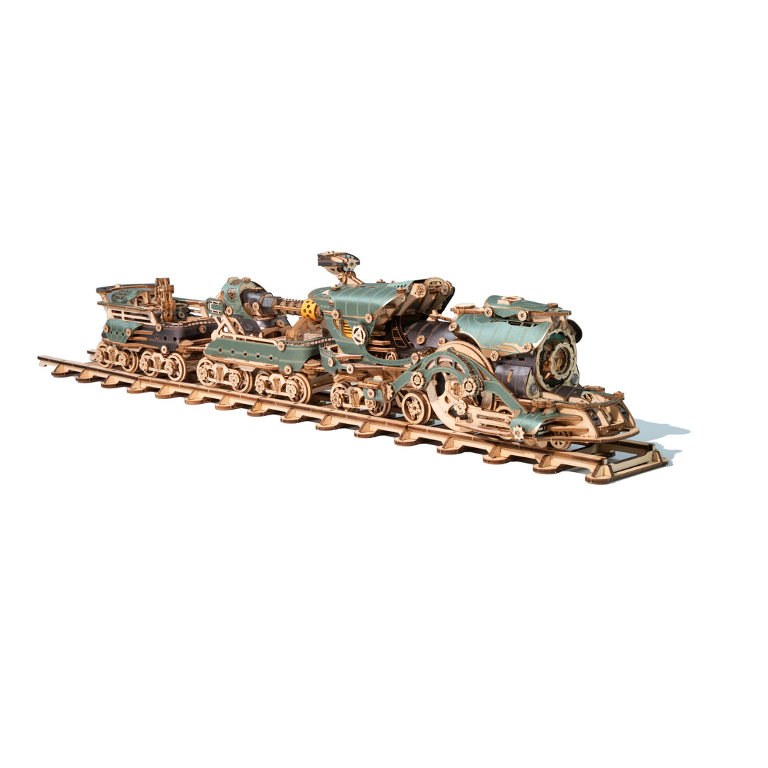 HowCat Fantasy Steampunk Train 3d Wooden Puzzle (Green)