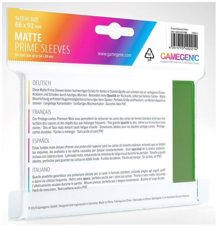 Gamegenic Matte Prime Card Sleeves Green 50s 66mm x 91mm
