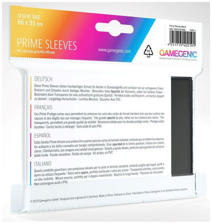 Gamegenic Prime Card Sleeves Black 100s - 66mm x 91mm
