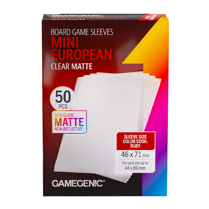 Gamegenic Matte Board Game Sleeves RUBY 50s - Mini European Sized 46mm x 71mm