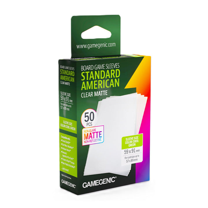 Gamegenic Matte Board Game Sleeves GREEN - Standard American Sized 50s 59mm x 91mm