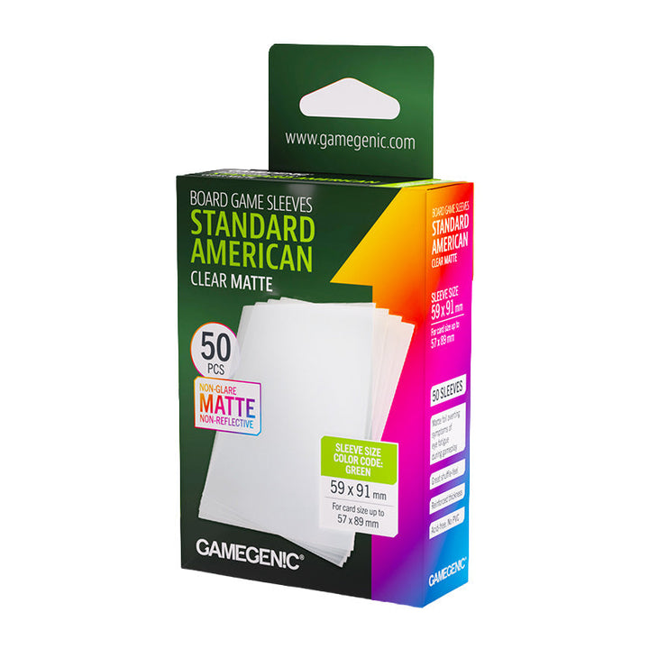 Gamegenic Matte Board Game Sleeves GREEN - Standard American Sized 50s 59mm x 91mm