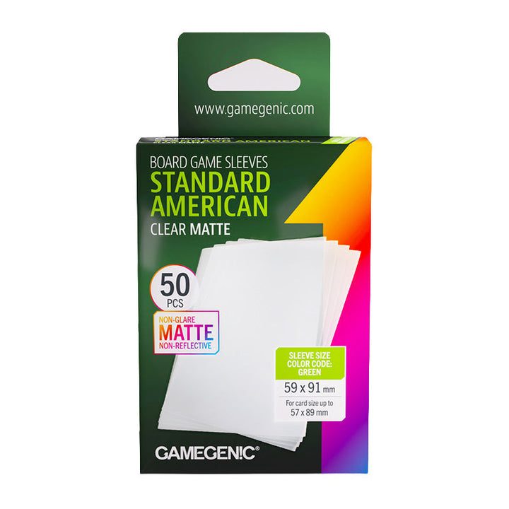 Gamegenic Matte Board Game Sleeves GREEN - Standard American Sized 50s 59mm x 91mm