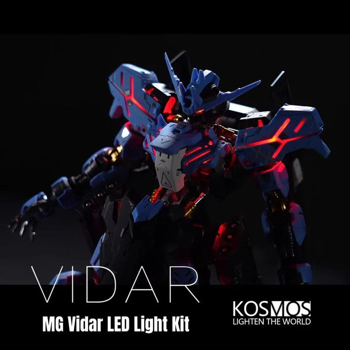 Kosmos 1/100 MG Gundam Vidar RGB LED Light Kit - Red RGB body lighting demonstration; model and stand sold separately