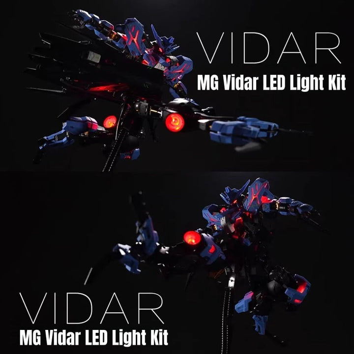 Kosmos 1/100 MG Gundam Vidar RGB LED Light Kit - Backpack thruster and reactor lighting demonstrations; model and stand sold separately