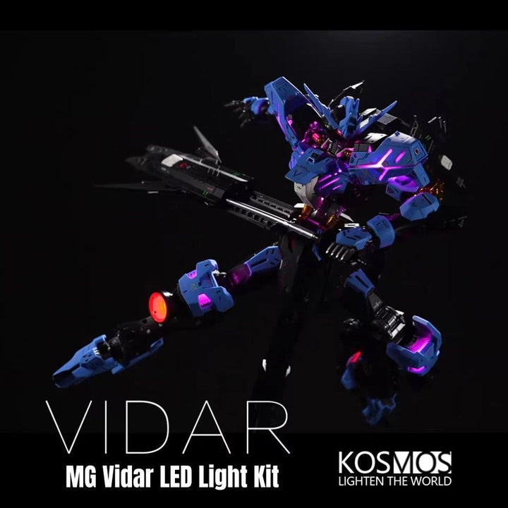 Kosmos 1/100 MG Gundam Vidar RGB LED Light Kit - Purple RGB lighting demonstration; model and stand sold separately