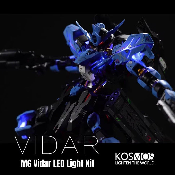 Kosmos 1/100 MG Gundam Vidar RGB LED Light Kit - Blue RGB body lighting close-up; model and stand sold separately