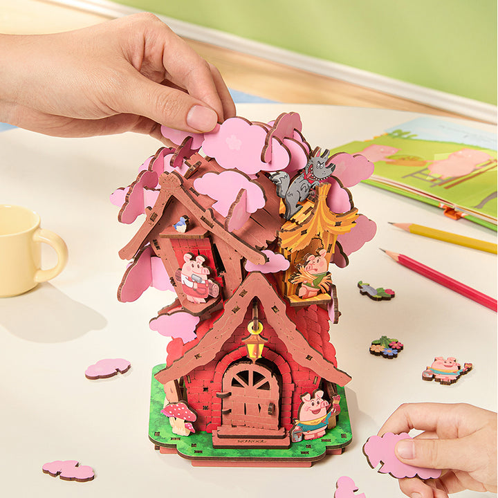 Rolife The Three Little Pigs' Houses DIY Wooden 3D Puzzle TGS08 - Product Image 5