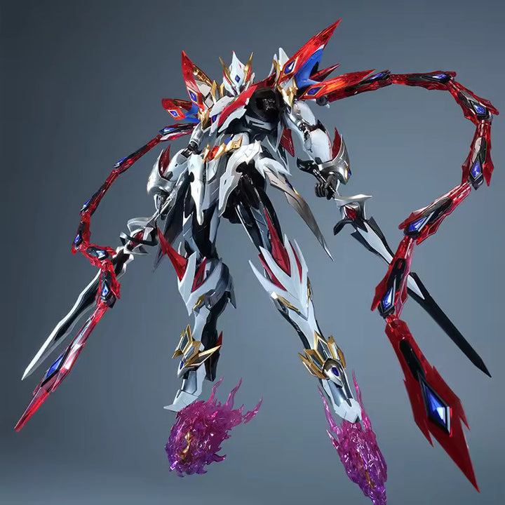 Motor Nuclear MNP-XH04W Nezha Majestic Color, front view with ribbons and weapons