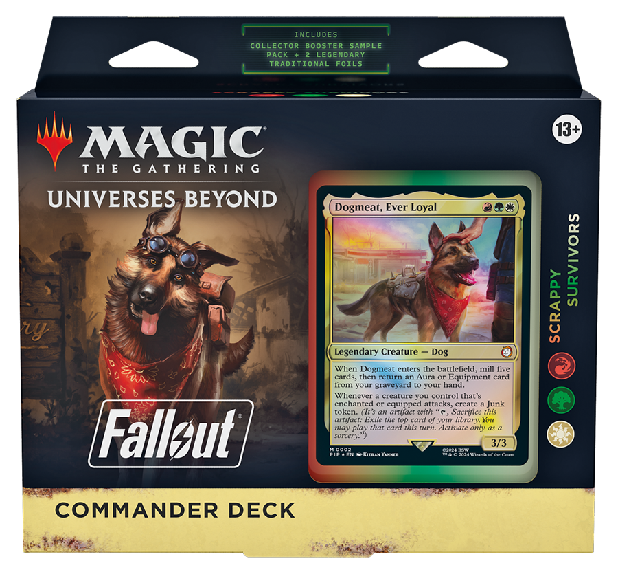 Magic The Gathering Fallout Scrappy Survivors Commander Deck straight front packaging
