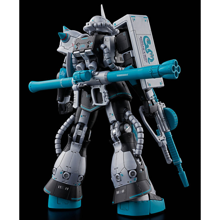 P-Bandai 1/144 RG MS-06S Zaku II (Hatsune Miku Ver.) - Rear view showing backpack, shield decals and stored bazooka