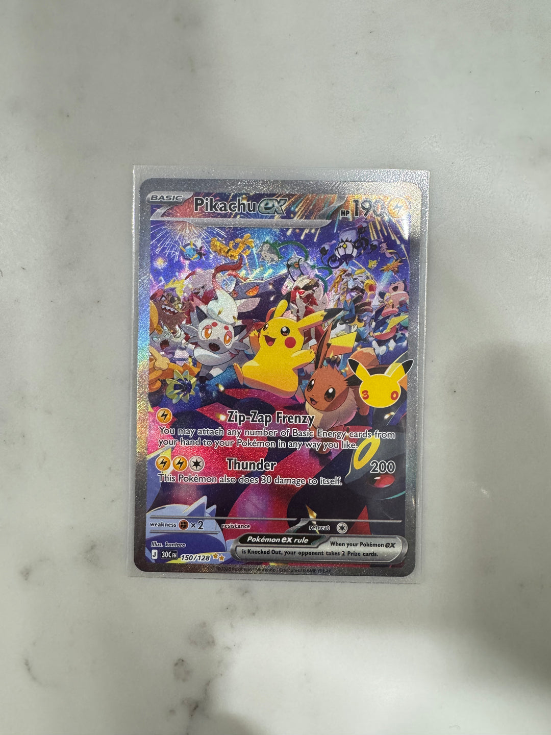 Pikachu ex 150/128 actual card condition photo