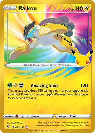 Pokemon TCG 30th Celebration Raikou 050/185 Classic Collection