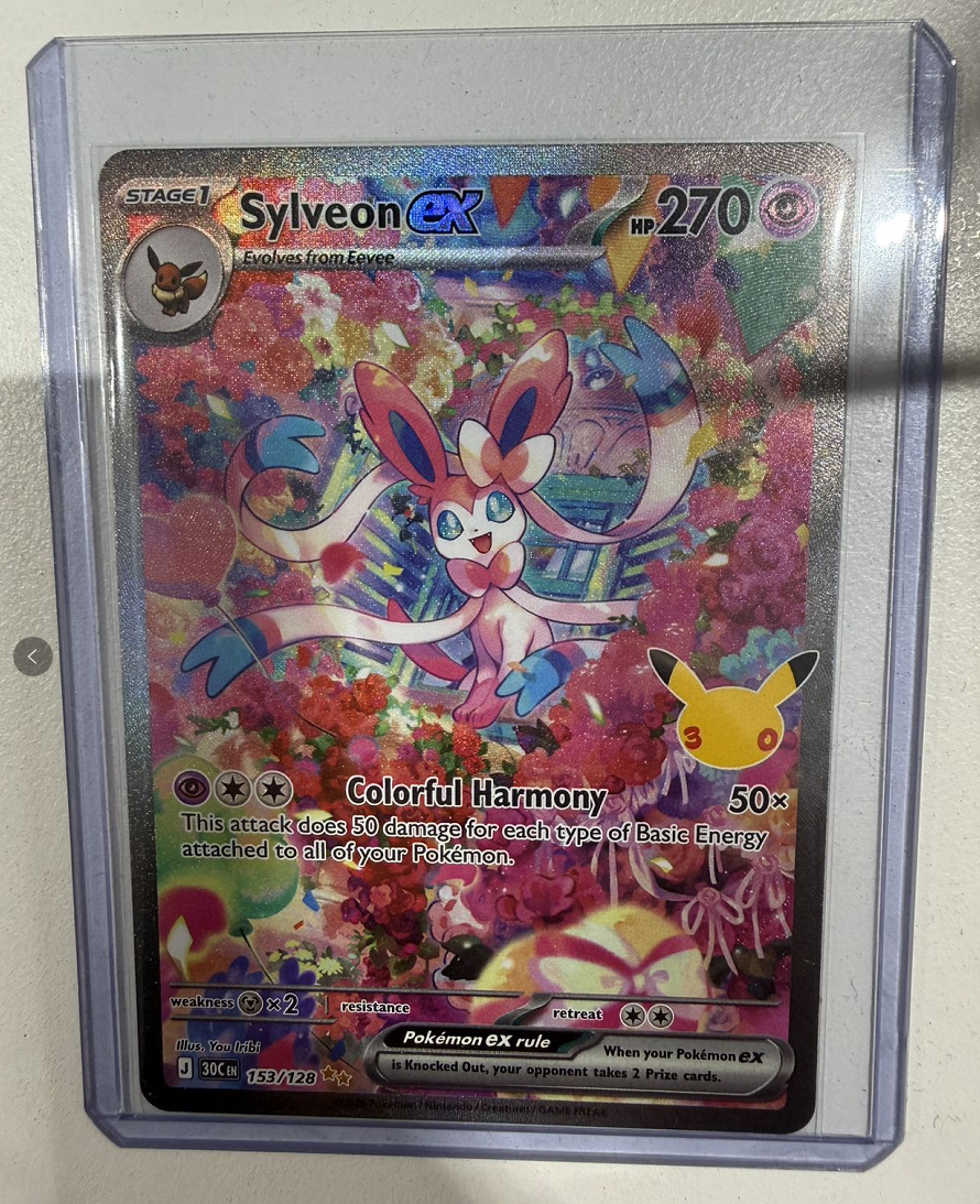 Sylveon ex 153/128 Special Illustration Rare - actual English card photograph in protective sleeve and toploader