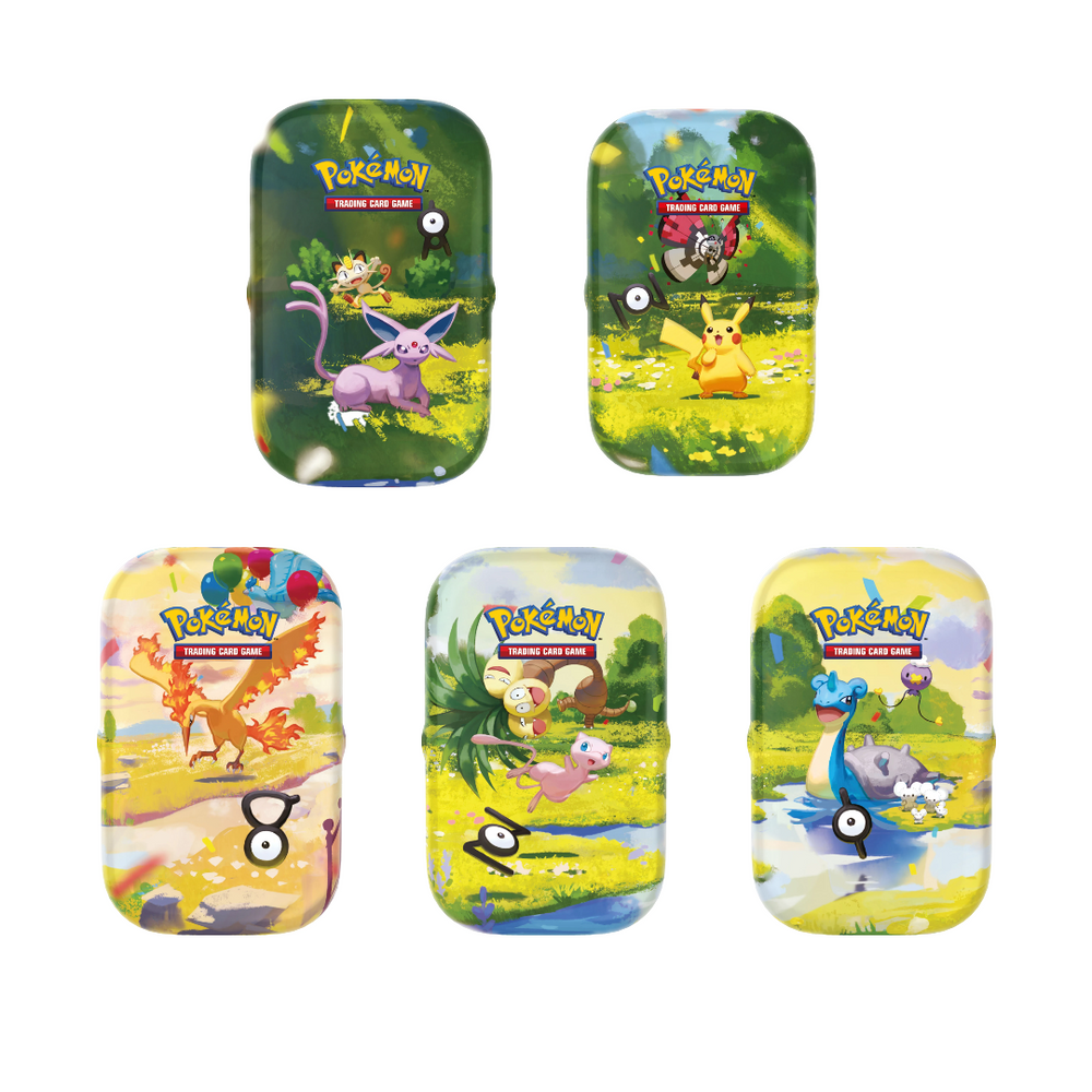Day Collection - set of five 30th Celebration Mini Tins: Espeon, Pikachu, Mew, Lapras and Moltres