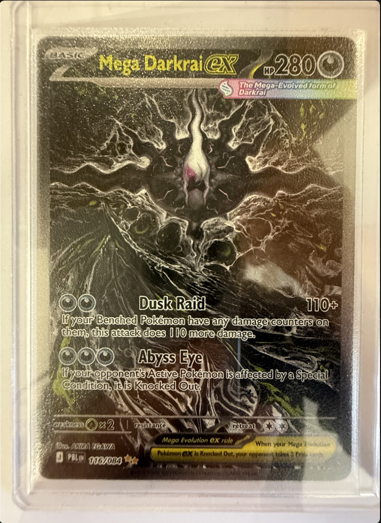 Mega Darkrai ex 116/084 English Special Illustration Rare - actual card photograph in protective sleeve and toploader