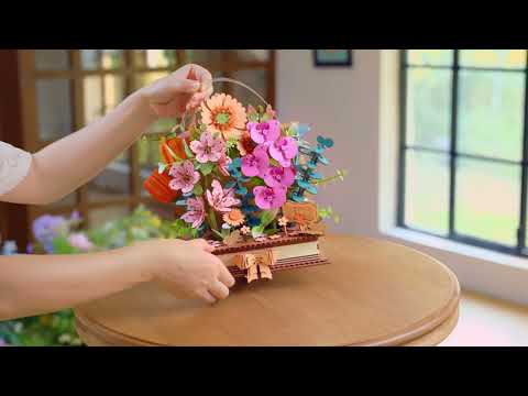 Rowood Wooden Blooming Book DIY Flower Bouquet 3D Puzzle TW04H